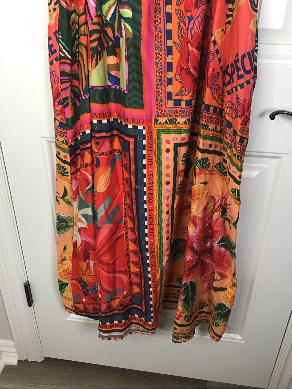 Farm Rio Mosaic Ruffled Midi Dress Size Medium. - Picture 6 of 10